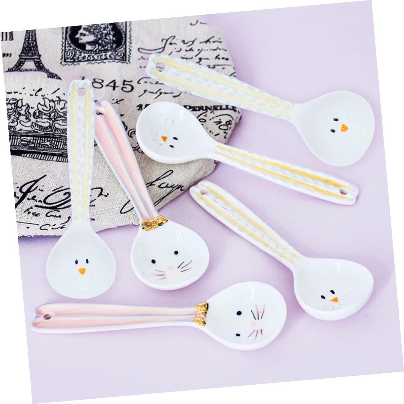 Alipis 4stücke Cartoon Keramik Löffel Ergonomische Frühstücks Und Suppenlöffel Gesundes Sicheres Design Für Kaffee Und Desserts Farbenfrohe Dekoration Für Jede Küche