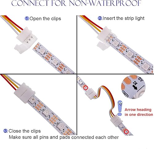 Miniatura 2 de Kit de conector de tira LED de 3 pines, incluye conector de esquina LED, sin cables y conector en forma de T, puente para tira LED WS2811 WS2812 de