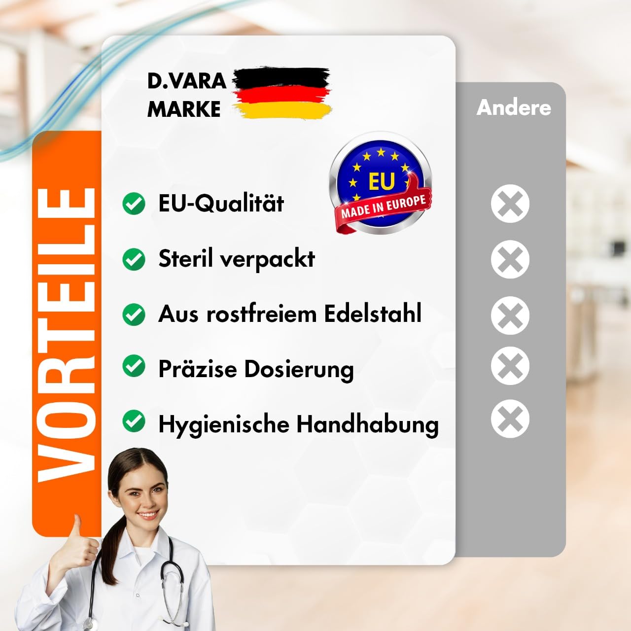 100 Stück 1ml U100 Plastiktube 30Gx1/2 (0,3 x 12,7mm) Mehrzweck-Messwerkzeuge, Einzeln verpackt