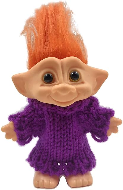 sharprepublic Lovely 4" Vintage Tiny Troll Dolls Doll Action Figures Kids Toys Gift - Orange Hair