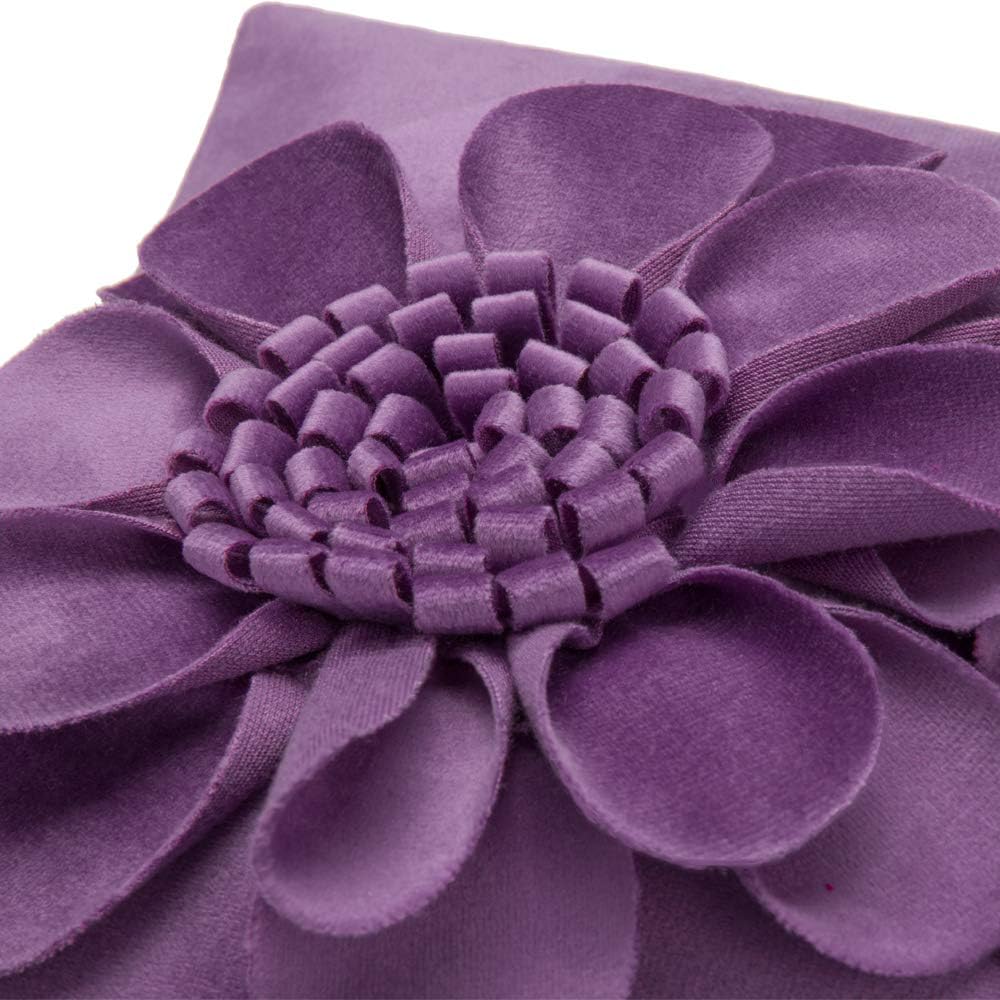 JWH 3D Flower Throw Pillow Cover Decorative Sunflower Accent Pillow Case Velvet Cushion Lumbar Pillowcase for Home Bed Sofa Couch Chair 12x20 Inches Purple image 3