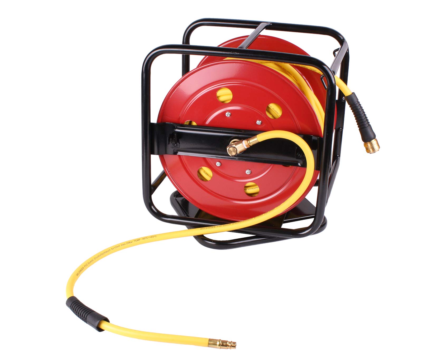 WELDINGER Schlauchaufroller 30 m mit Druckluftschlauch Gummi-PVC gelb 6 x12 mm -40 bis 65°C