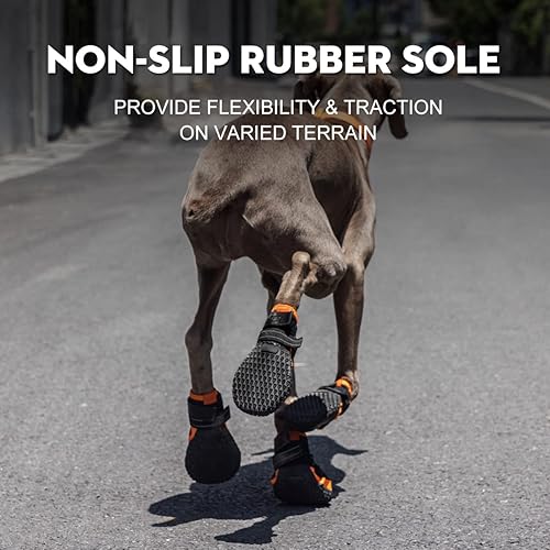 Miniatura 4 de Zapatos de perro para perros grandes, botas impermeables para el pavimento caliente de verano, nieve de invierno, botines de goma antideslizantes