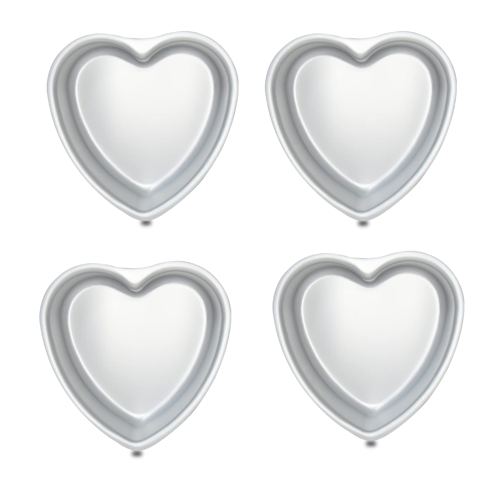 kefyixc 8 × 2 Inch Heart-shaped cake pan set of 4, heart-shaped cake tin, aluminum, for weddings, parties, family and other occasions cake (8 x 2 Inch,Set of 4) — image 1