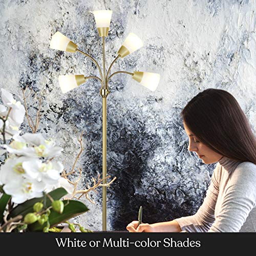 Brightech Medusa Modern Led Floor Lamp – Multi Head Dimmable Floor Lamp For Living Rooms & Offices – Tall Lamp With Interchangeable Shade, Standing Lamp With 5 Led Bulbs For Hobbies - Brass #TOP7