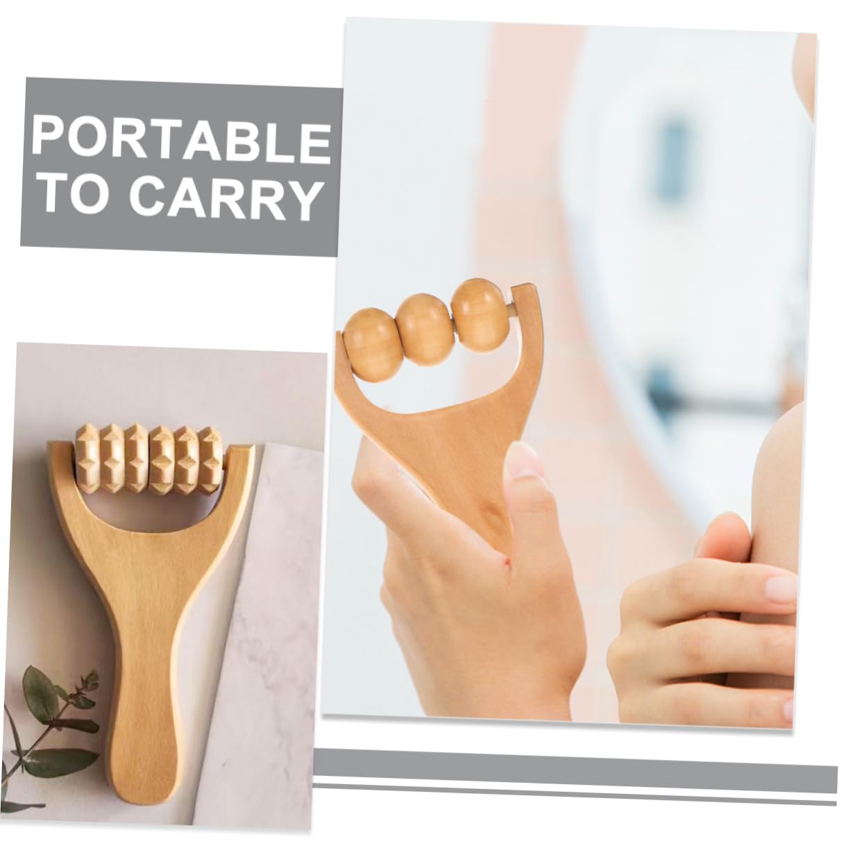 8piezas Rodillo De Masaje De Madera Para Alivio De Espalda Cuello y Pies Herramienta Portátil y Ergonómica Para Relajación Muscular y Automasaje