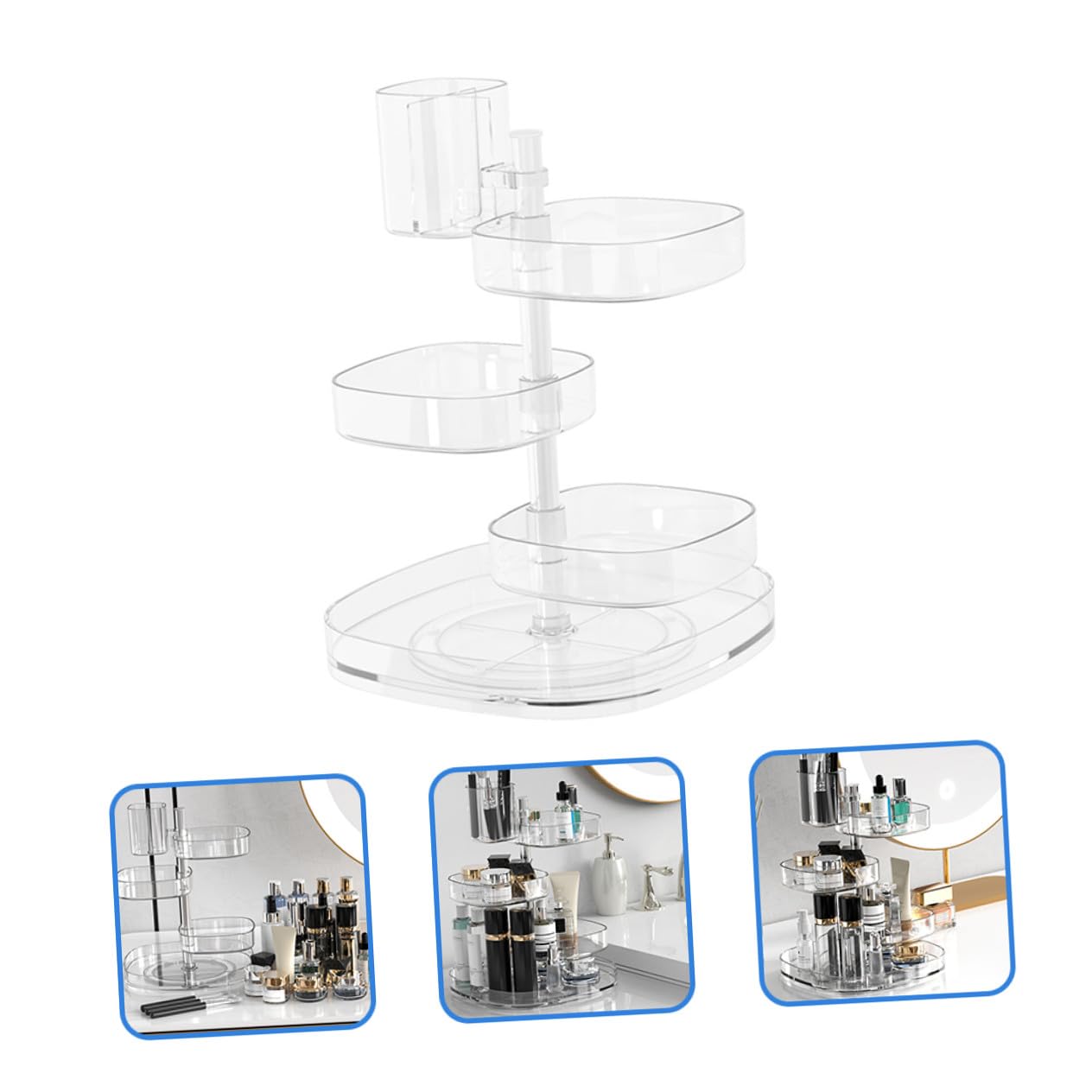 Organizer Cosmetici Girevole Scomparti, Box PC e Acciaio