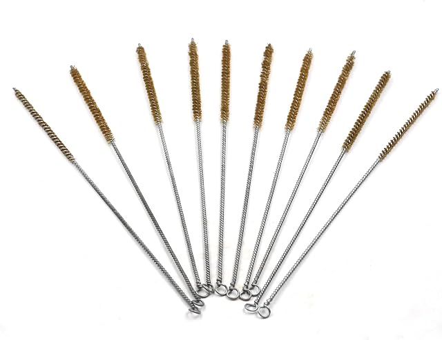 Preamer 6mm/ 0.25" Diameter Brass Wire Tube Brush Cleaning Tool for Tube Bottle Pipe Welding Slag and Rust Remove Cleaner Tool , 10pcs