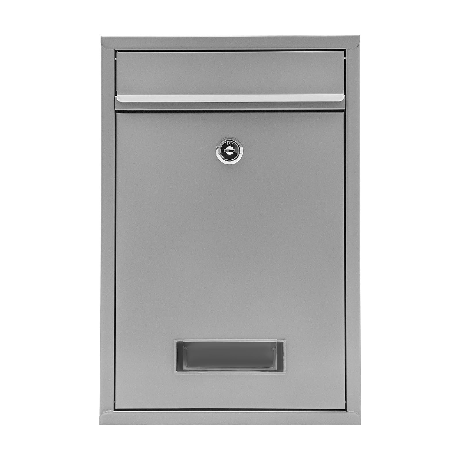Silver Wall-Mount Mailbox, Locking Mailboxes with Keys, Outside Secure Postbox with Observation Window, Hanging Mail Box for Homes, Offices, Institutions