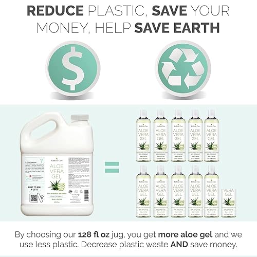 Miniatura 3 de Gel orgánico de aloe vera de 12 onzas para aliviar la cara, la piel, el cabello y las quemaduras solares, de aloe vera 100% puro, prensado en frío,