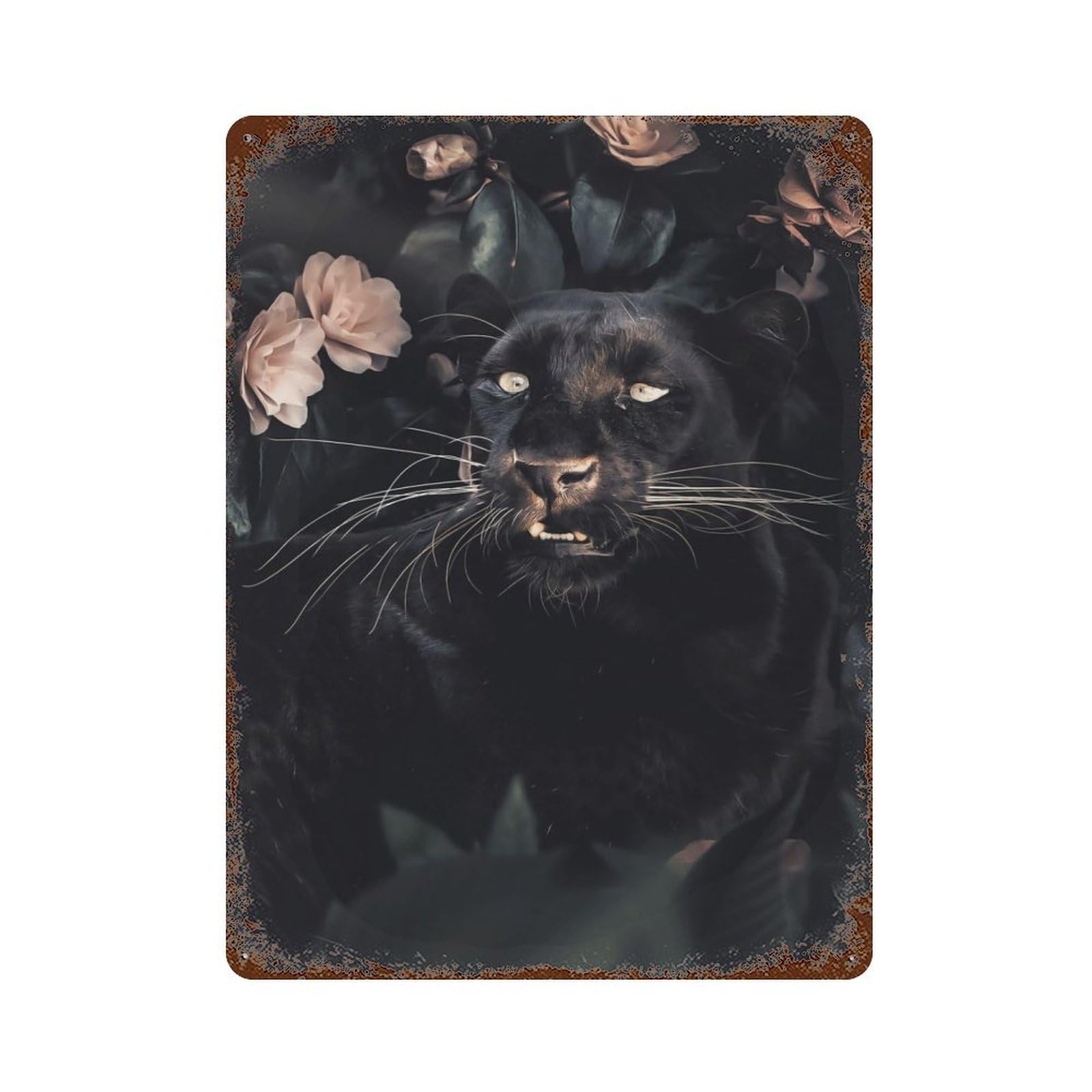 Vintage Metal Tin Sign with The Black Panther Design 15.7"x11.8", for Living Room, Hallway And Home Decor, Retro Wall Decor