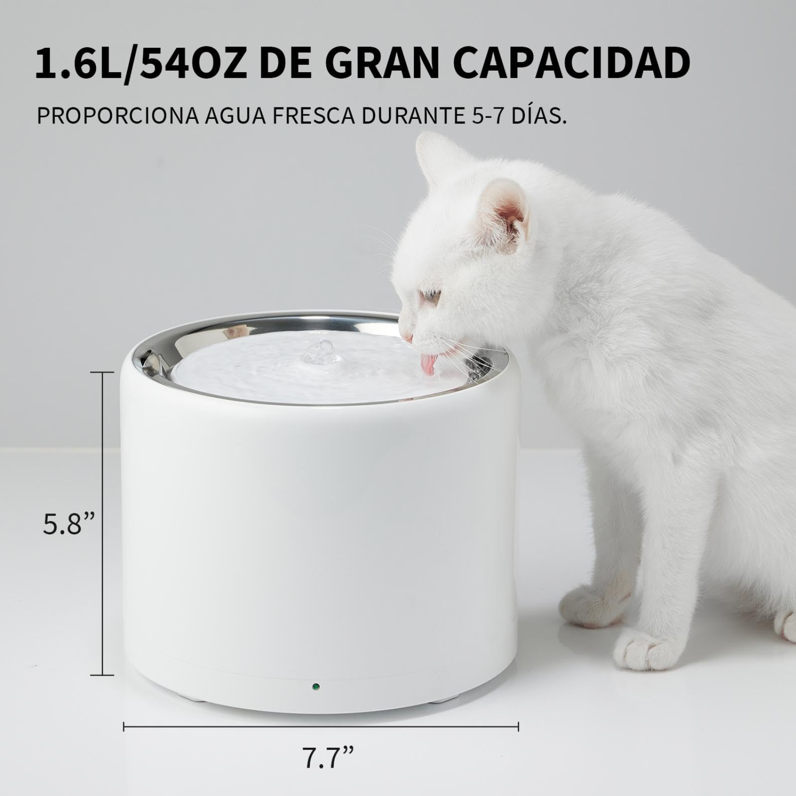 PETKIT EVERSWEET Fuente para Gatos, Acero Inoxidable, Bomba Inalámbrica, Control de App, 1.8L Bebedero Gatos/Perros, Ultrasilencioso, Filtro Triple, 3 Flujos de Agua, no es Fácil de Retener Bacterias