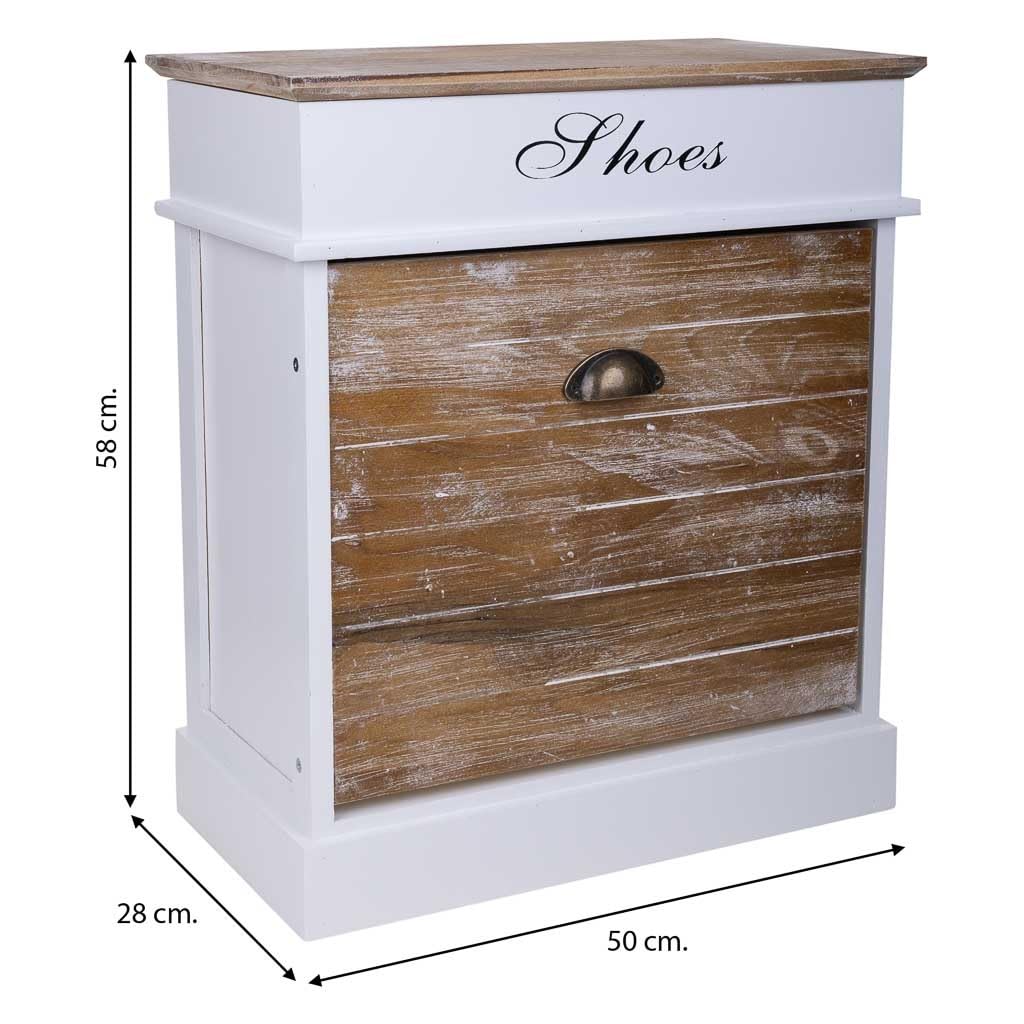 WANDERLUST DECO Zapatero de Madera Blanco 50x28x58