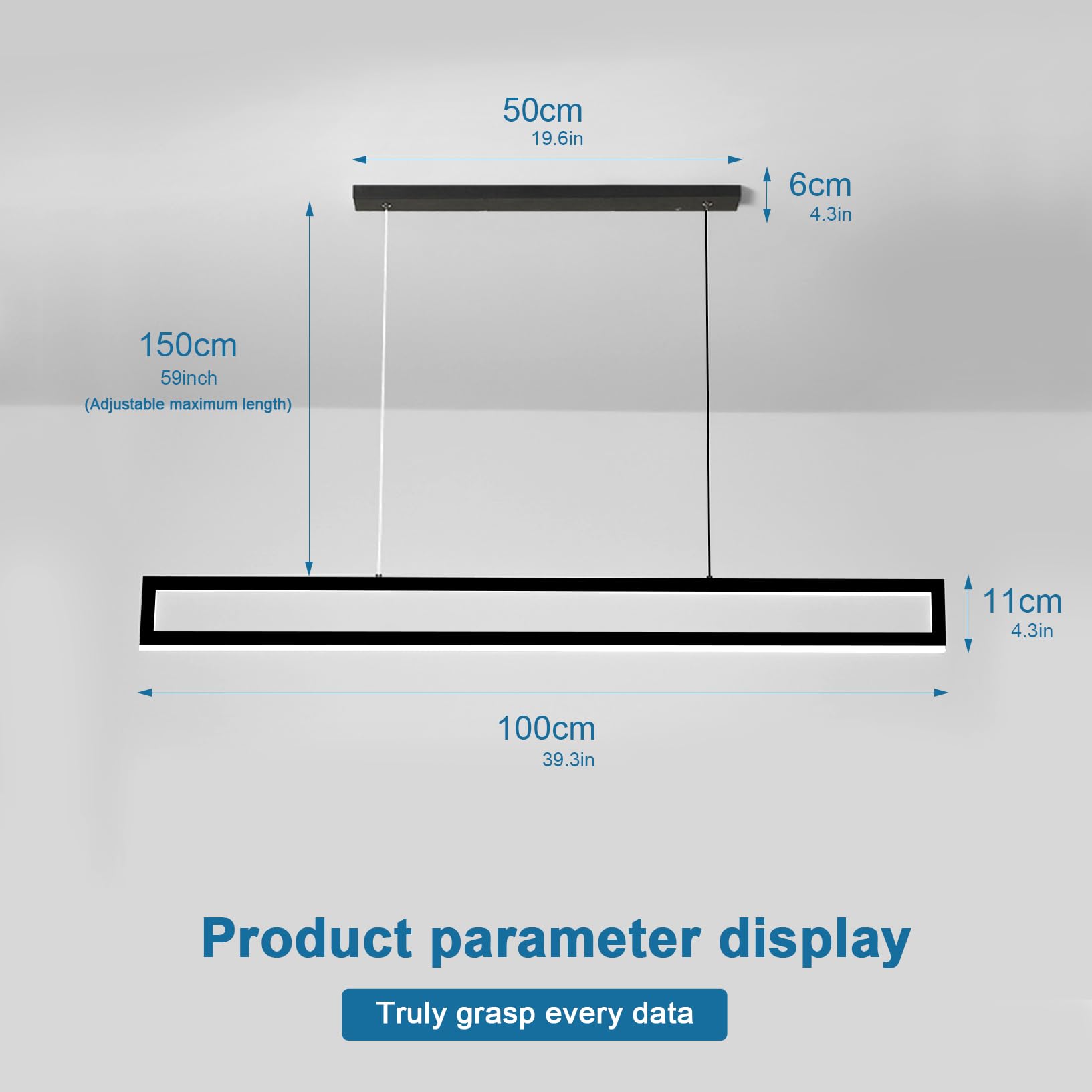LED Pendelleuchte Esstisch 100cm, Modern Led Hängelampe Esstisch Dimmbar Hoehenverstellbar 42W Aluminium Esstischlampe Hängend Mit Fernbedienung 3000K-6500K 10%-100% Helligkeit