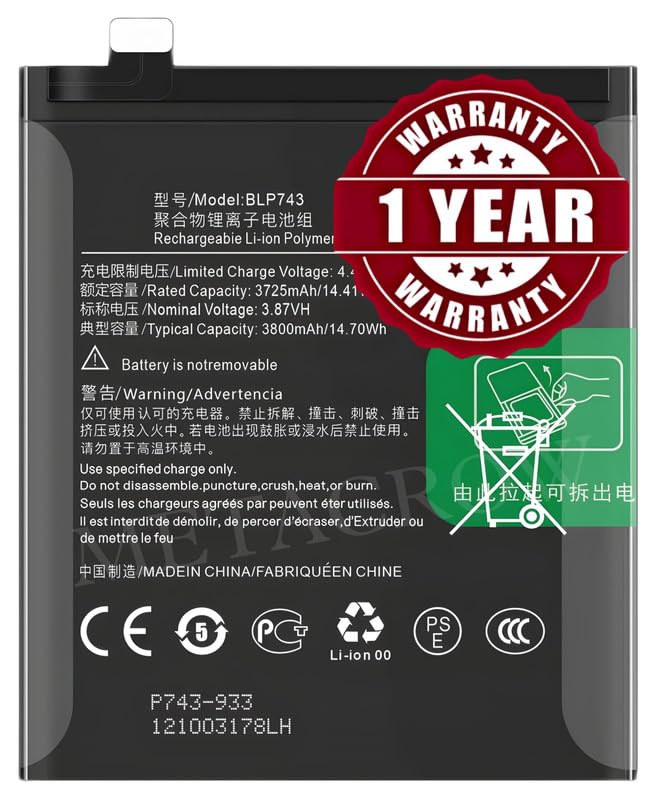 Image of Original BLP743 Battery Compatible for OnePlus 7T (HD1900, HD1901, HD1903, HD1905, HD1907) - (3800mAh) - 1 Year Warranty JK10