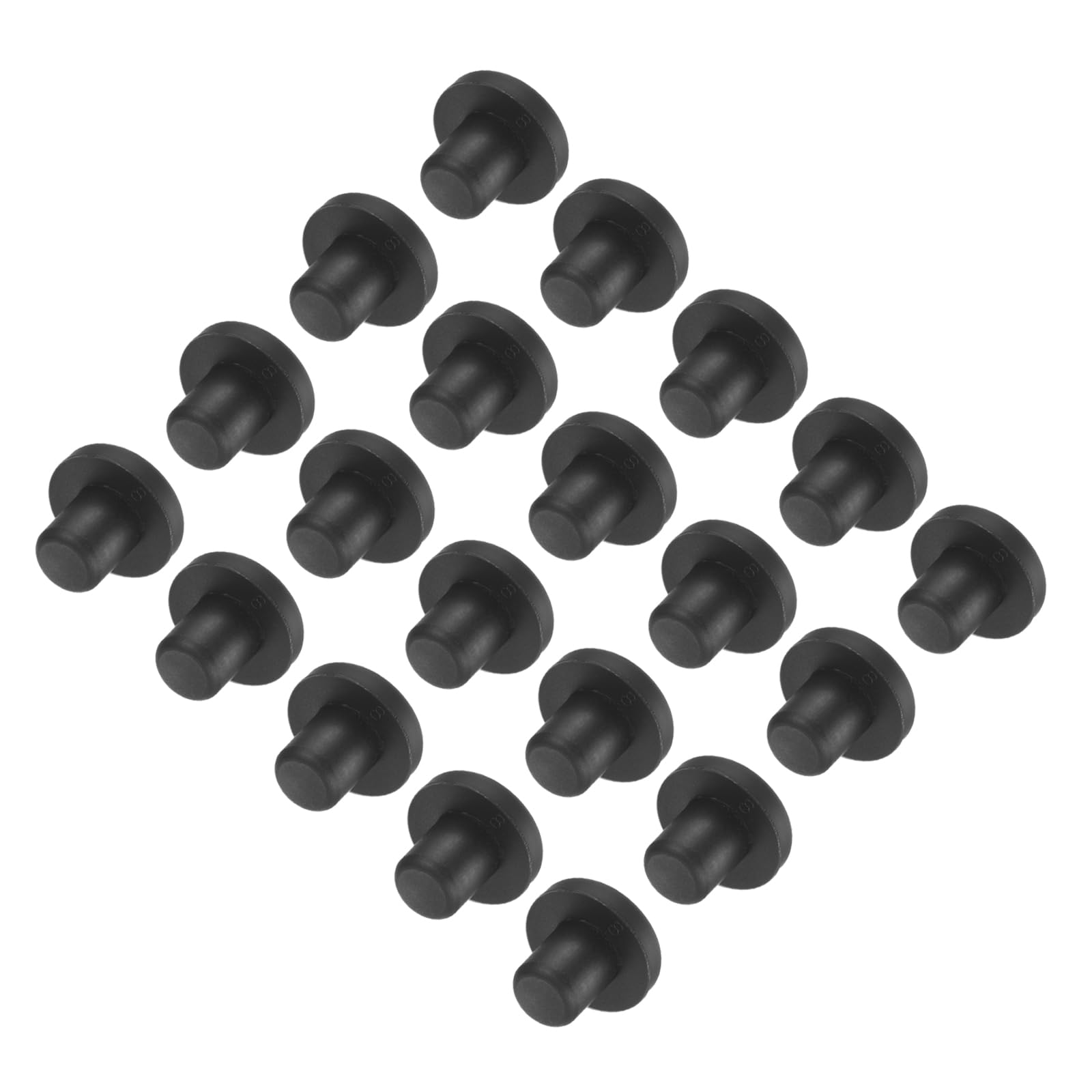 uxcell High Temp Silicone Plug Mount Dia 8mm/0.31 inch t Shaped Rubber Stopper Hole Plugs for Powder Coating Plating Waterproof Plugs Sealing Plugs Black Pack of 36(OD 14.5mm)