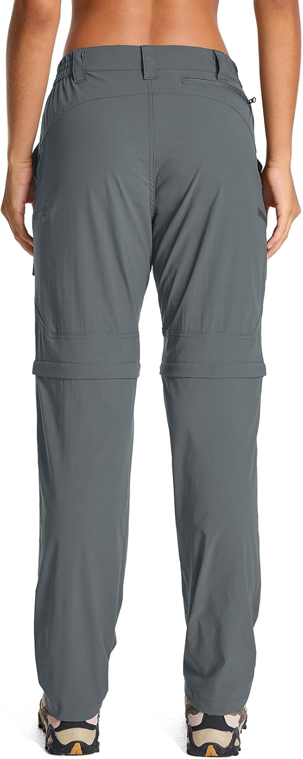 Womens Hiking Pants Convertible Quick Dry Stretch Lightweight Zip Off Outdoor Safari Pants with Cargo Pockets,2195,Grey,6 - Image 2