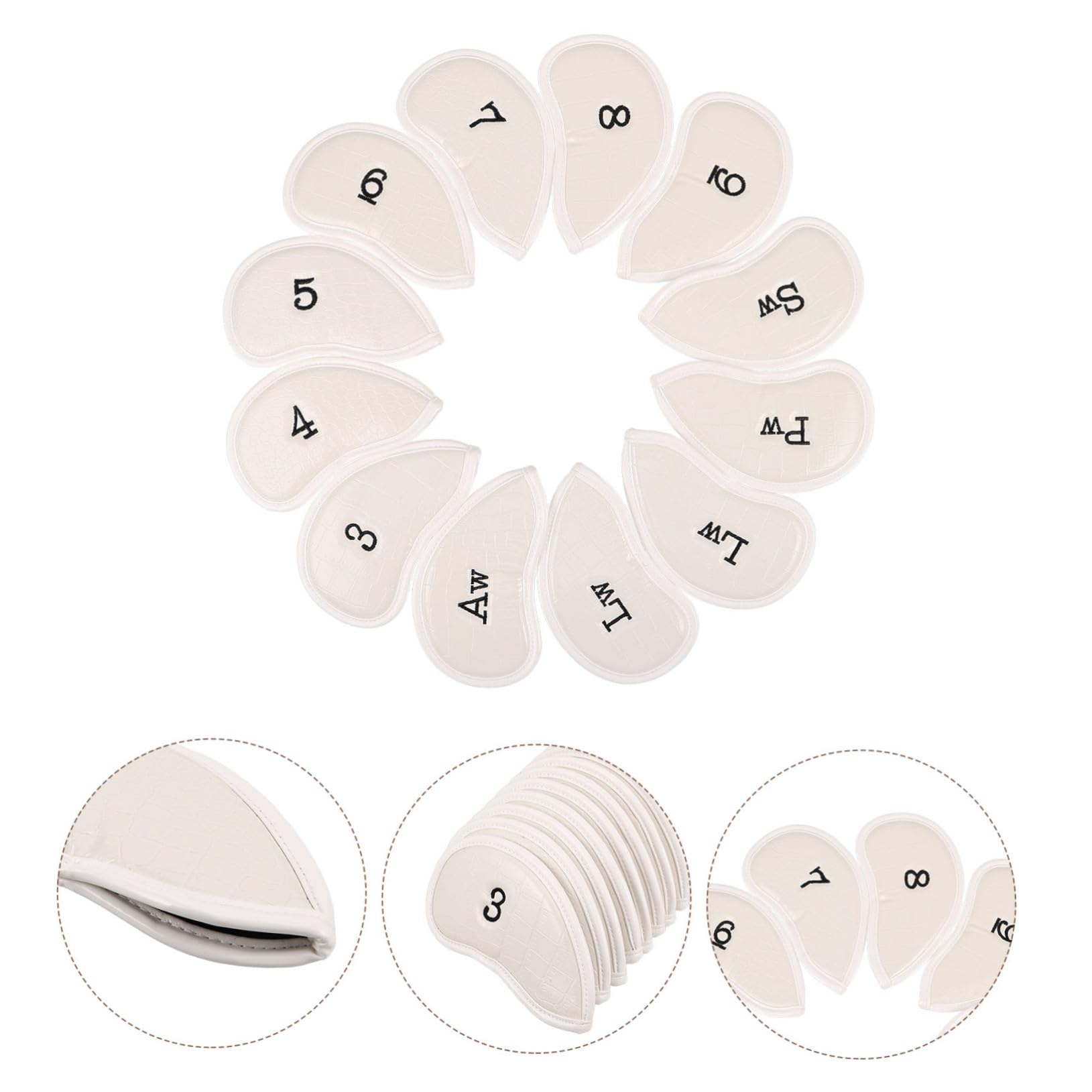 12 Piezas Fundas de Golf para Palos Mallet y Driver de Cubiertas de PVC Resistente al Agua con Textura de Cocodrilo para Protección Completa de Palos de Golf Unisex para Almacenaje