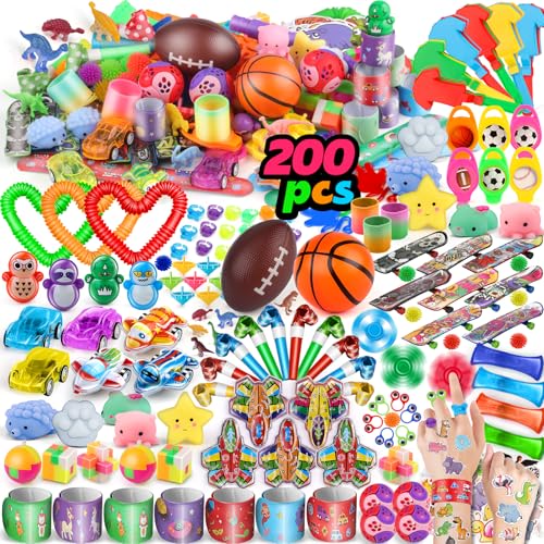 nicknack 200 Stücke Kindergeburtstag Mitgebsel Set für 5-10 Jahre – Party-Mitgebsel für Gastgeschenke, Goodie Bags & Pinata Füllung – Kleinspielzeug als Giveaways und Geschenkideen