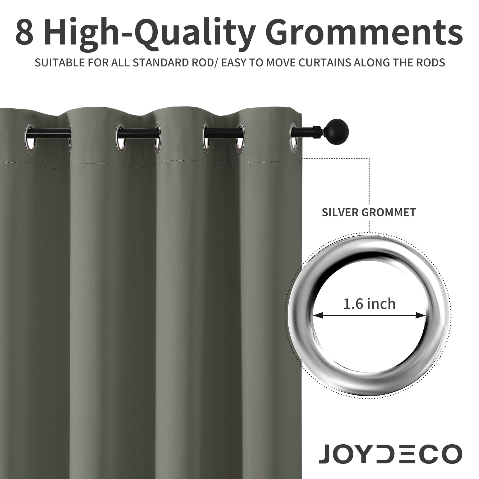 Joydeco Blackout Curtains 63 Inch Length 2 Panels Set, Thermal Insulated Long Curtains& Drapes 2 Burg, Room Darkening Grommet Drapes for Bedroom Living Room Window (Black, W52 x L63 Inch)