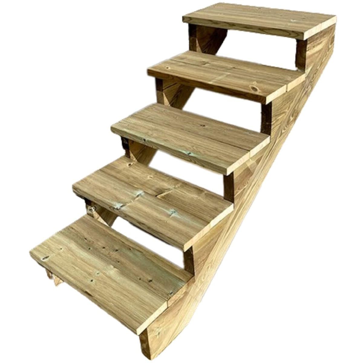 Vinuovo- Escalier extérieur Bois - Berlin - 5 marches H 88 cm - sans Contre-​marches, Largeur 80 cm - Vinuovo- Escalier en kit, en Bois Autoclave. pour Jardin. Balcon et Terrasse