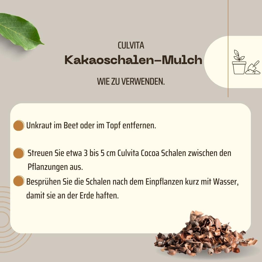 Kakaoschalen 70L - Bodendecker für Garten & Beete - Schneckenabwehr & Unkrautunterdrückung - Organischer Bodenverbesserer - Duftender Mulch Ersatz
