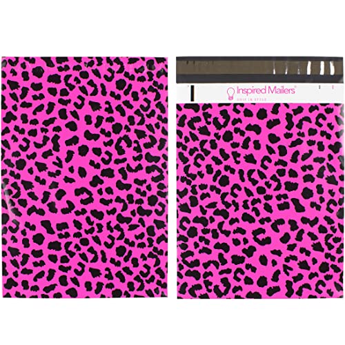 Image of Inspired Mailers - Poly Mailers 10x13 - Hot Pink Cheetah - Choose Between 6x9, 10x13 and 14.5x19 Sizes - 3.15mil Unpadded Shipping Bags (10x13, 100 Pack)