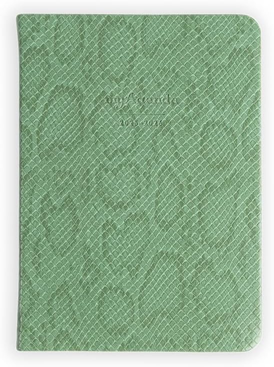 myAgenda Desktop Planner with 18 Month Calendar to Organize Schedules and Appointments with Vegan Leather Cover (July 2025 to December 2026) (Emerald Python)