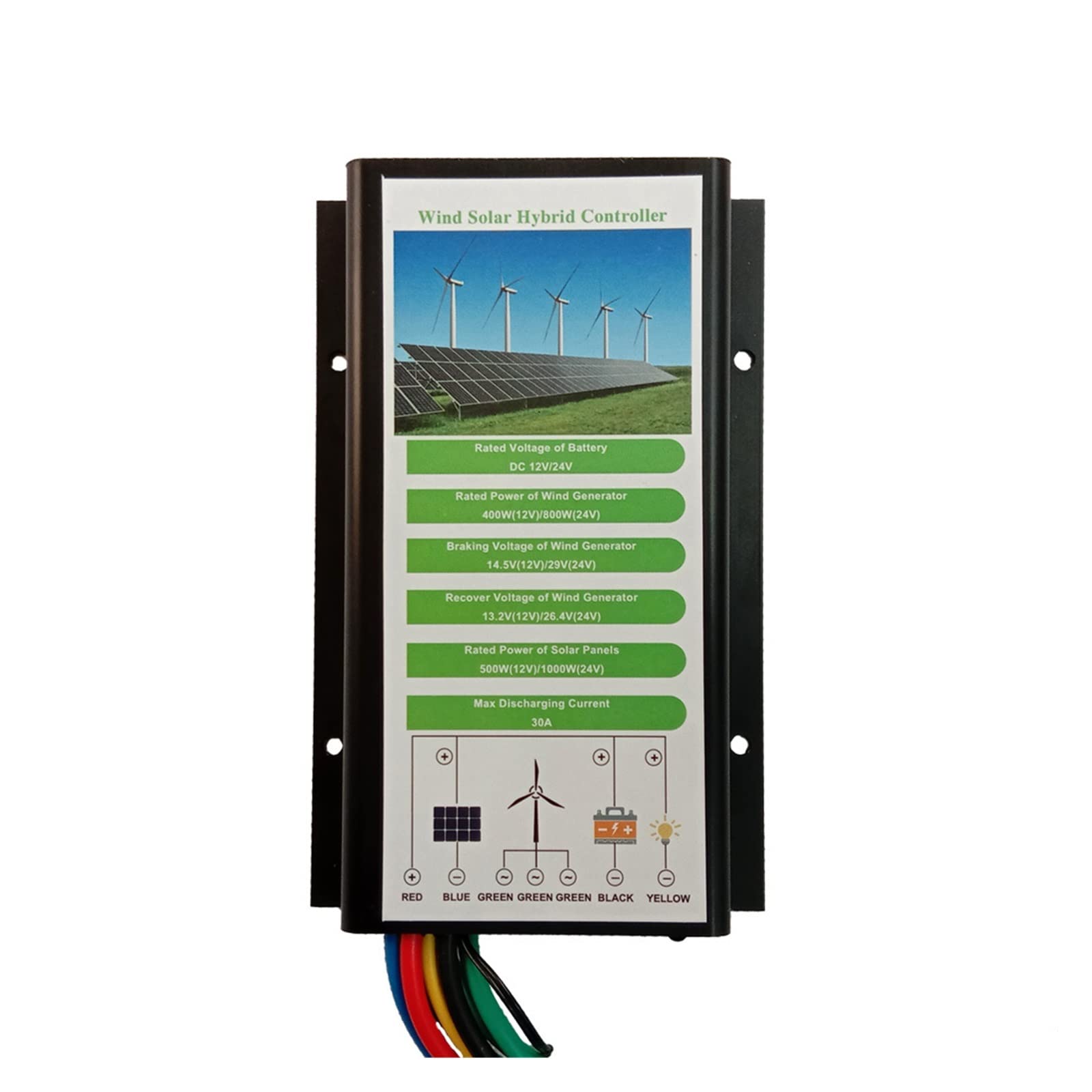 Waterproof Wind Solar Hybrid Controller 800W Wind 1000W Solar 12V/24V Automatic Over-Charge Protection Hybrid Charge Controller