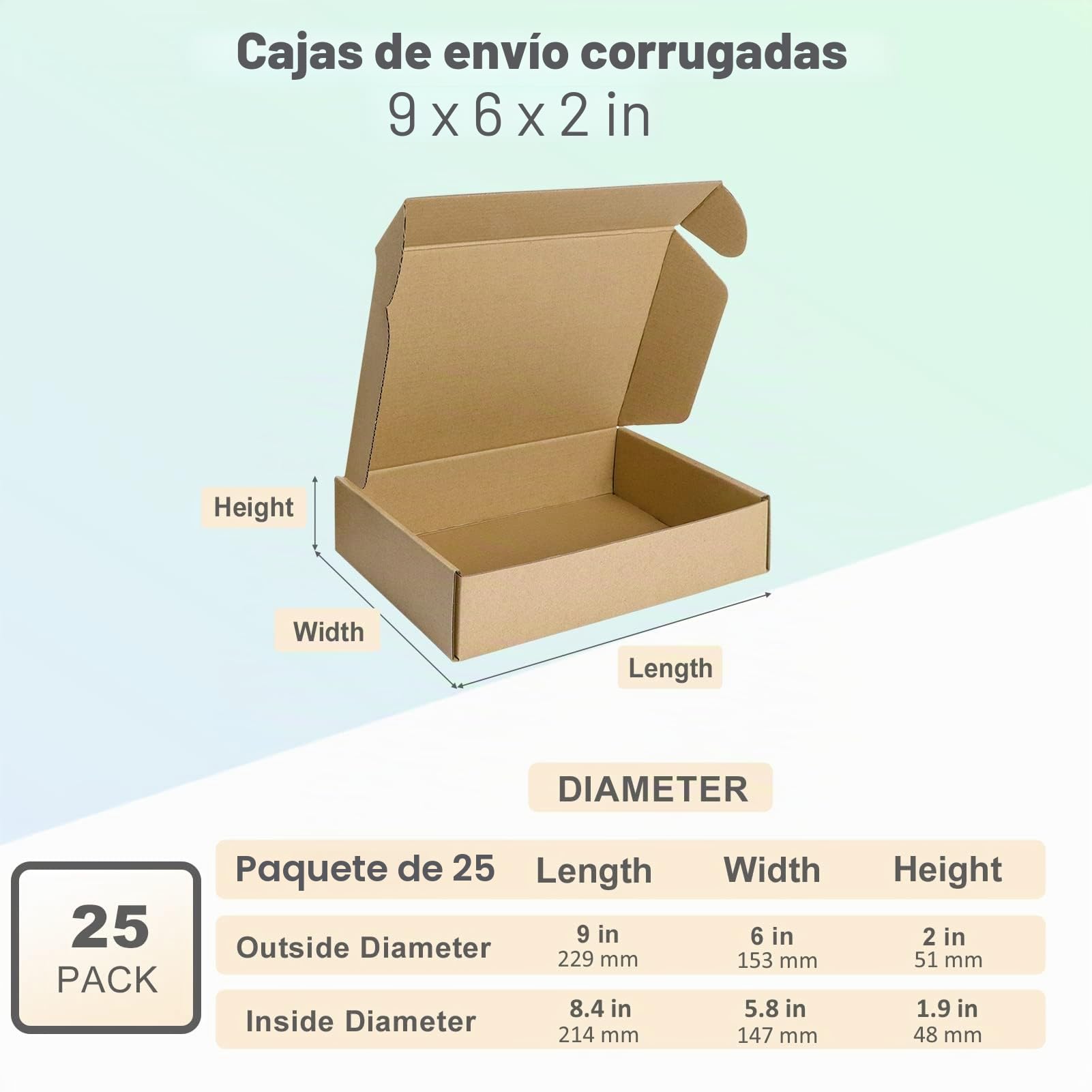 HORLIMER 21,4 x 14,7 x 4,8cm Cajas de Carton con Tapa para Envios de Paquete, 25 Pack, Cajitas de Papel Kraft para Regalo o Embalaje, Marrón