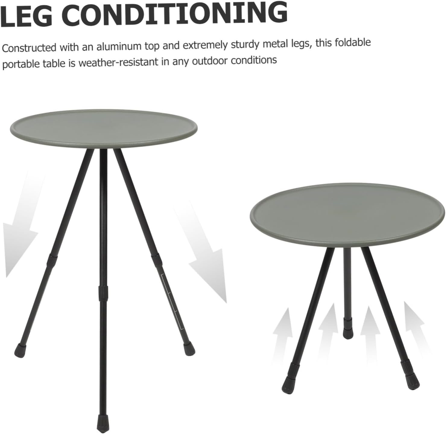 BESPORTBLE Aluminum Alloy Camping Folding Table Portable Outdoor Round Tripod Design Lightweight Collapsible Picnic Table with Smooth Edges for BBQ Beach Party Tea