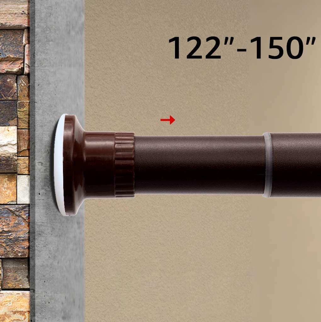 ASHLEYRIVER Room Divider Tension Curtain Rod,Tension Shower Window Curtain Rod,No Drilling,Very Secure-122-150 Inch,Bronze 122-150Inch Bronze