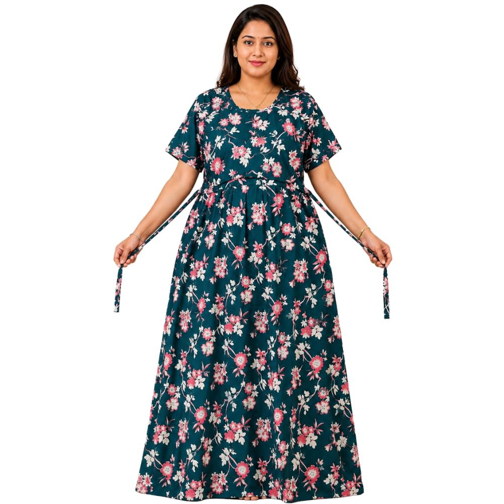 Women's Rayon Floral Printed Maternity Feeding Nighty Round Neck-picture-23