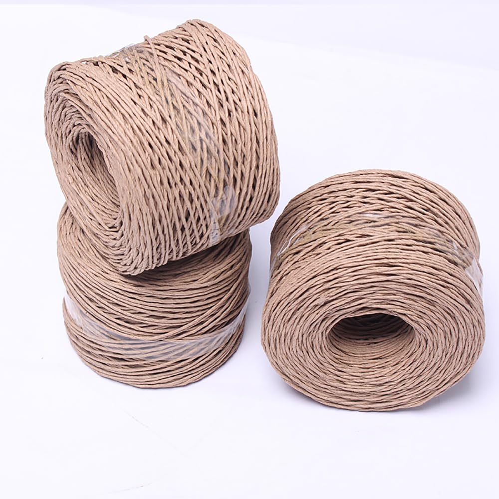 XIUPO Fil de Raphia pour Crochet 492ft Papier Raphia Ruban Emballage Papier Ficelle Ruban Artisanat Ruban pour Crochet Tissage Artisanat Cadeau