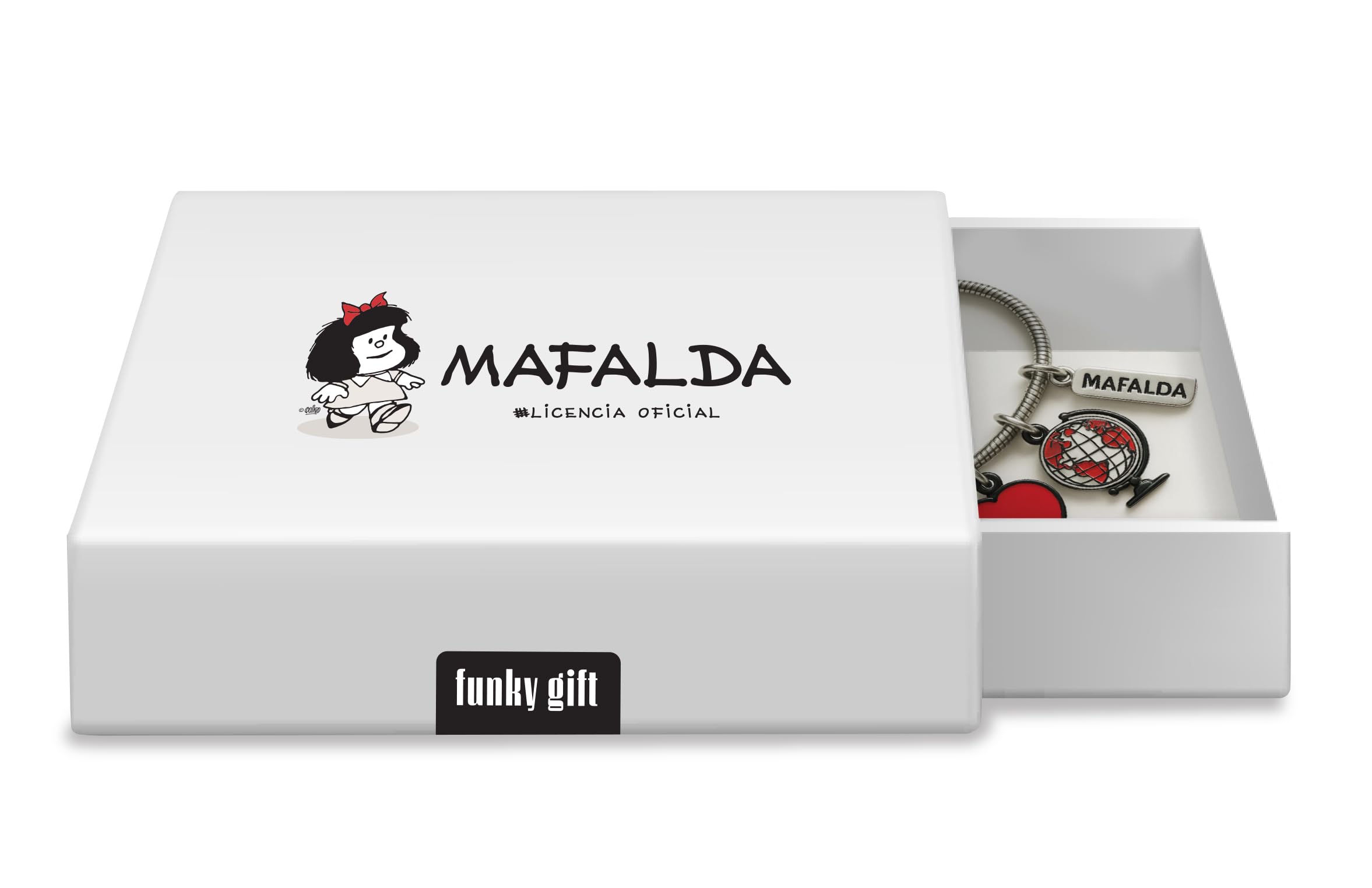 Pulsera de Acero Inoxidable con Charms Mafalda Sonríe - Licencia Oficial Quino, Rojo, Talla Única