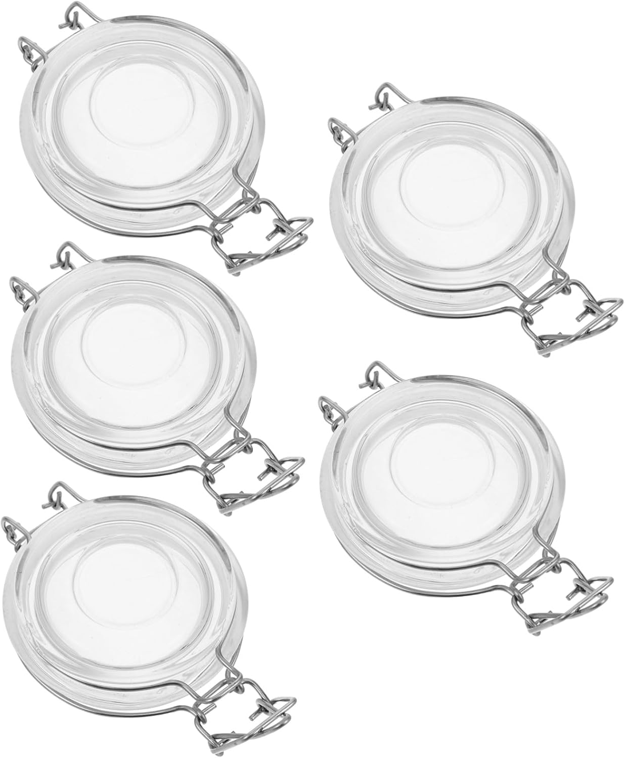 5pcs Wide Mouth Glass Jar Replacement Lids Airtight Clamp Caps for Food Storage Leakproof Reusable Bottle Covers Compatible with Mason Jars for Pickling Fermenting Spices Sugar