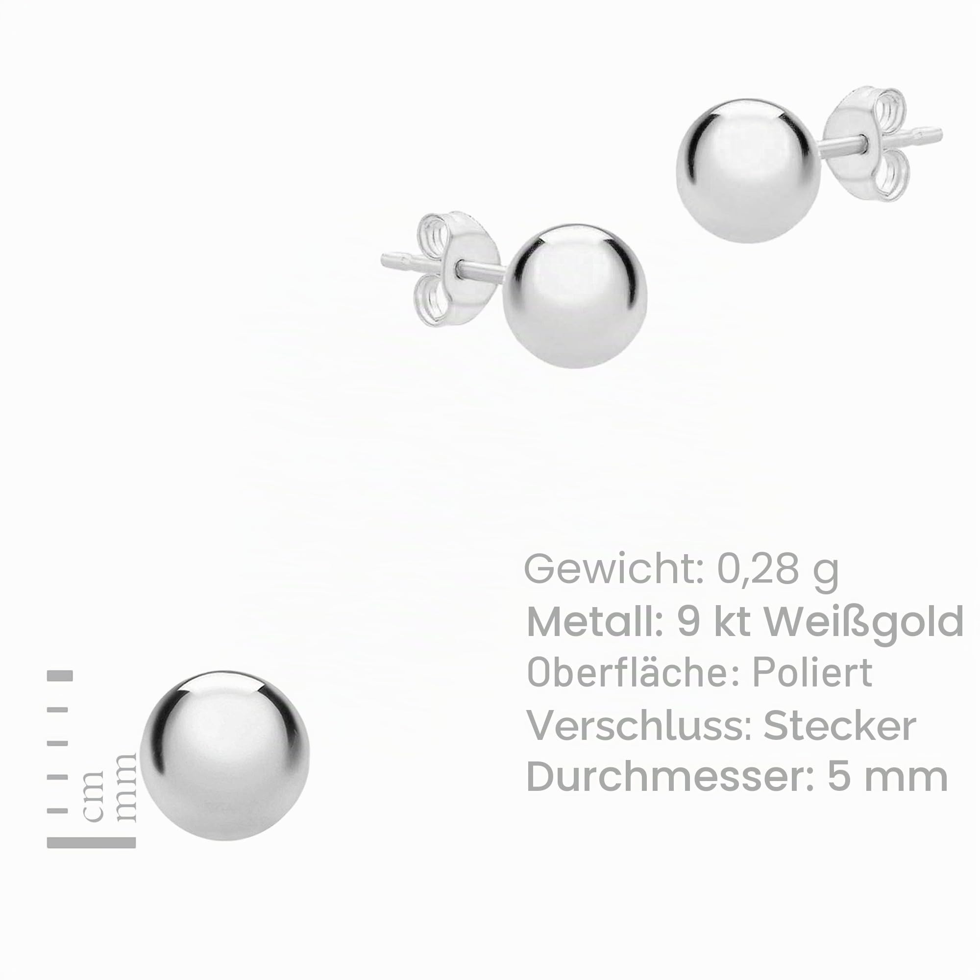 CARISSIMA Damen-Ohrstecker Spanisch Bolzen 9 Karat 375 Weißgold 5.55.3333