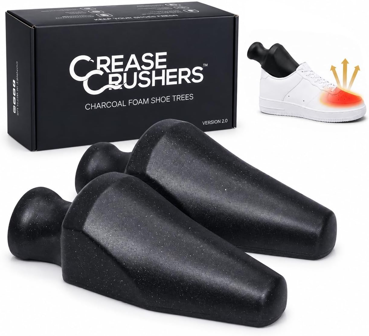 Charcoal Foam Shoe Trees and Crease Protectors, 1-3 Pairs