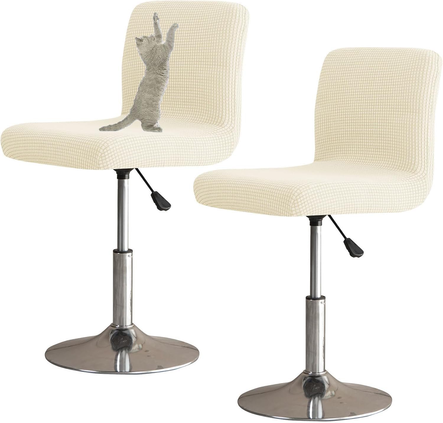 YOPOIY Bar Stool Covers with Backs Set of 6 4 2, Cat Scratch Proof Stretch Bar Stool Chair Covers Washable Universal Swivel Pub Chair Slipcover (Beige,4 PCS)