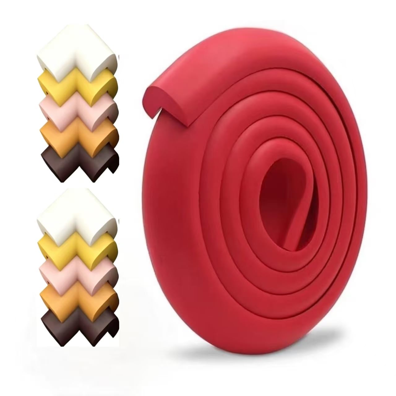 NBR Foam Edge Corner Protector Self Adhesive Anti Collision Safety Bumper Strip for Baby Furniture Table Cabinet Stair Window Guard(Red)