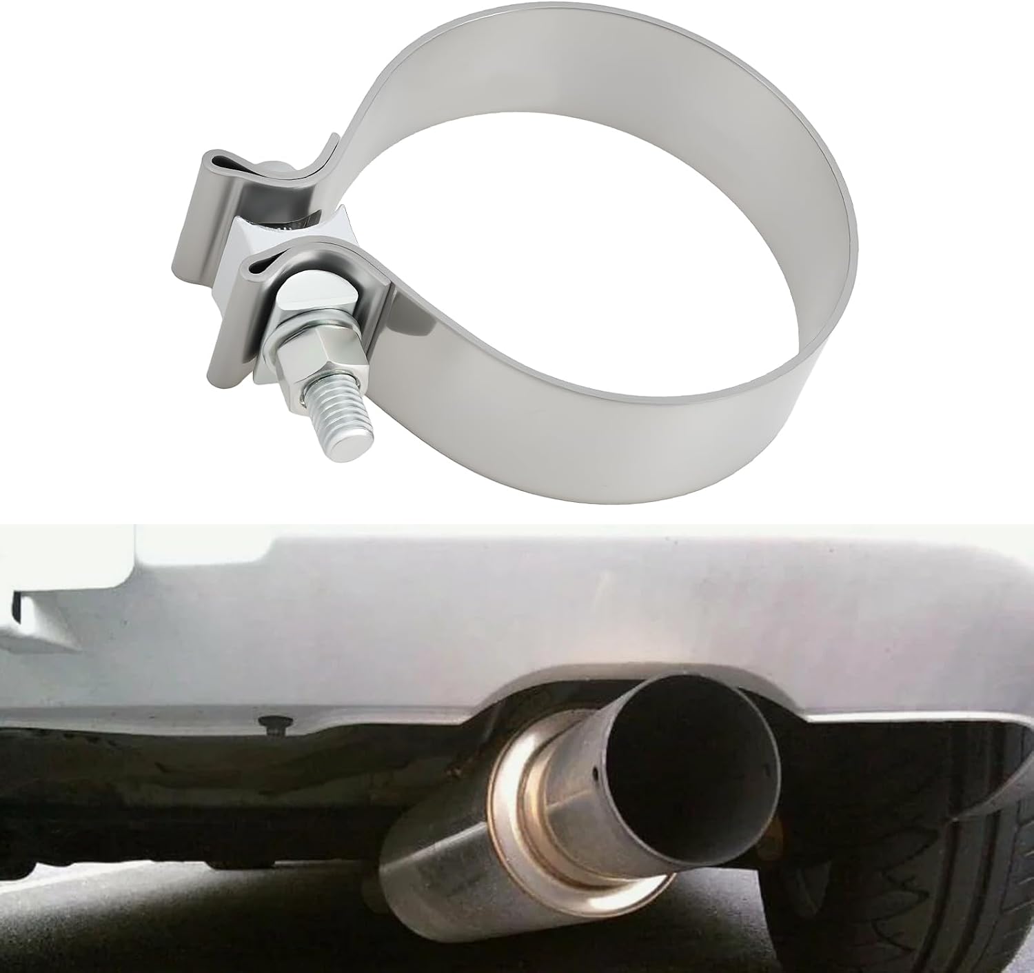 ECSiNG 2 Pcs Automobiles Exhaust Muffler Pipe 3.5Inch Stainless Steel Clip Fit for 87-92mm Pipes Mufflers Catalytic Converters