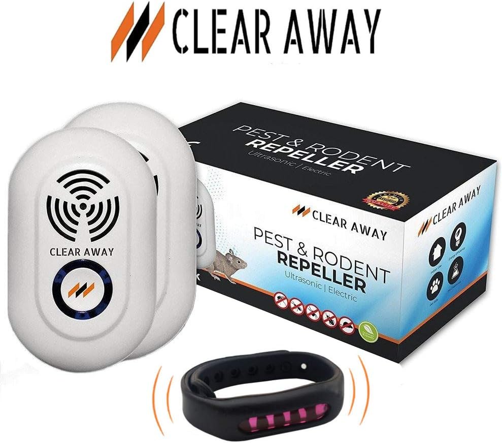Ultrasonic Pest Repeller & Mosquito Bracelet | Electronic Deterrent Sonic Plug For Rats, Mice, Mouse, Spiders Cockroaches, Bugs, Insects, Ants, Flies | Electric Rodent Repellent | No More Rat Traps