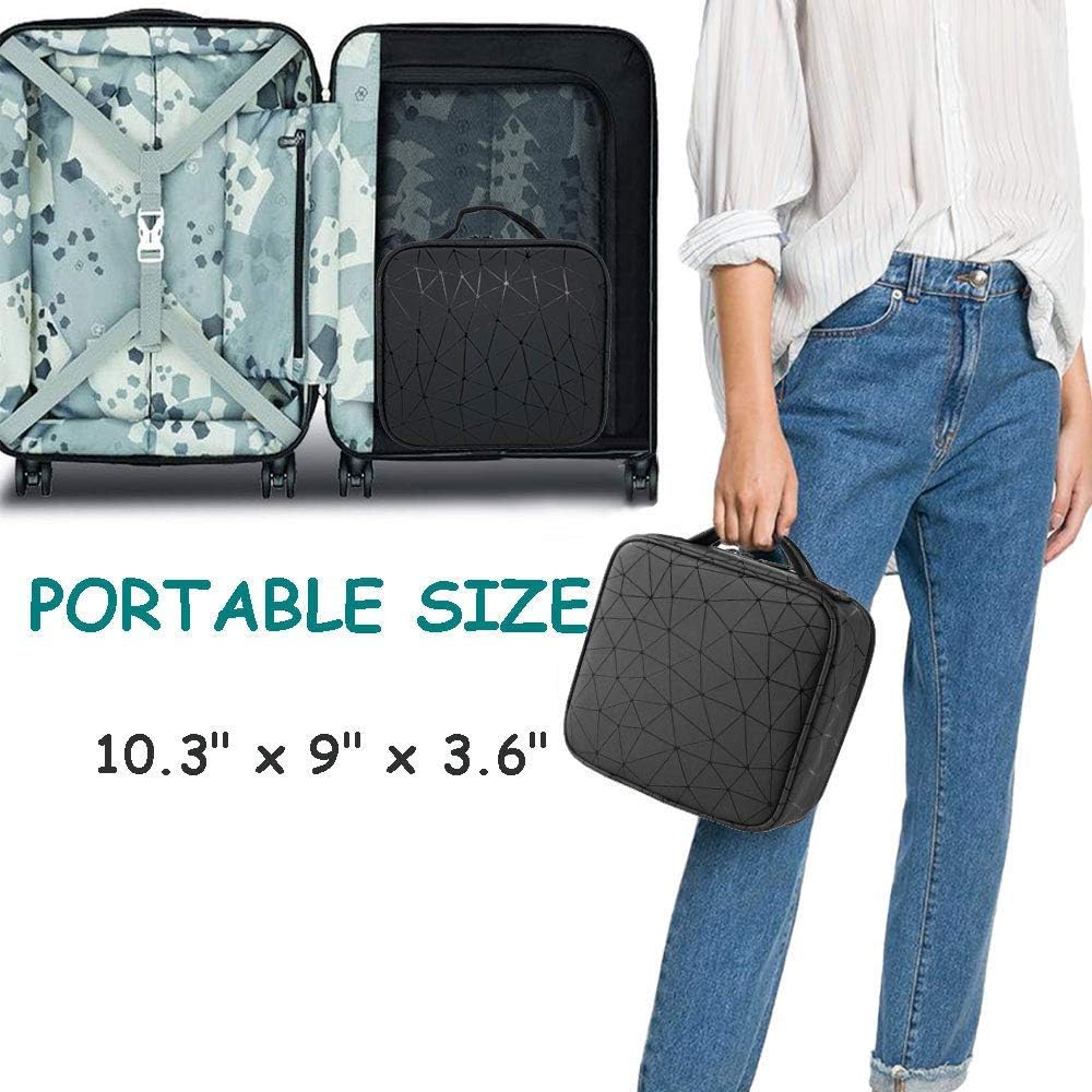 House of Quirk Makeup Cosmetic Storage Case with Adjustable Compartment, Black Diamond, S, Travel Accessories image 3
