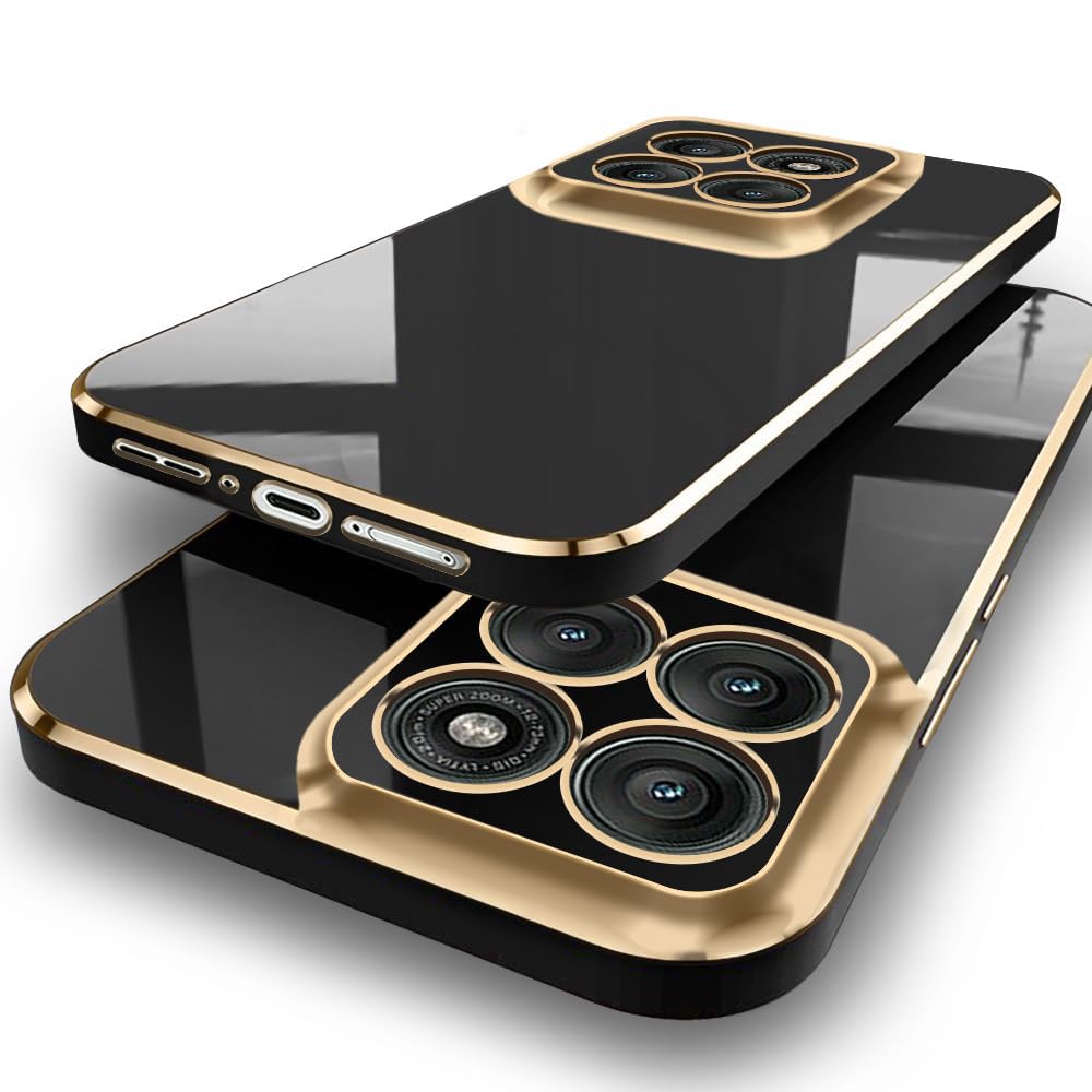 TheGiftKart Luxurious Golden-Plated Back Cover Case for Motorola Moto Edge 70 Fusion 5G | Raised Lips for Camera & Screen Protection | Shockproof Design | Stylish Back Cover Case (TPU, Black)-image-40