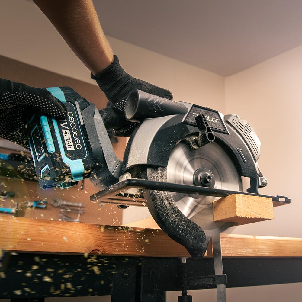 Cecotec DirectPrecission 8000 Vision, sega circolare a batteria, 21 V, disco da 165 mm, motore brushless, guida laser e guida parallela, accessorio connettore aspirapolvere