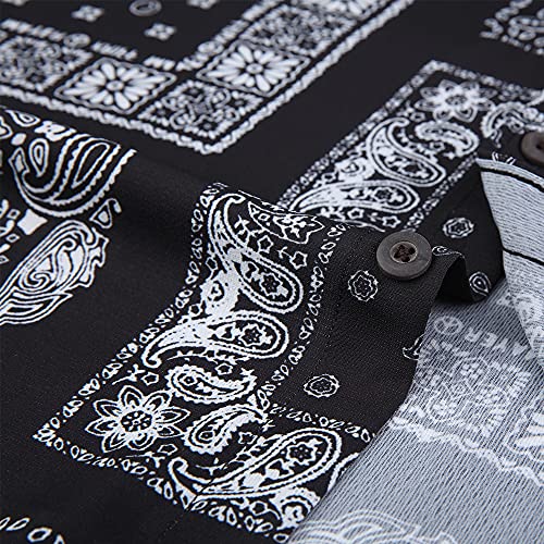 Mcedar Mens Casual Button Down Short Sleeve Paisley Printed Summer Vintage Beach Vacation Shirts 21038-Xl #TOP4