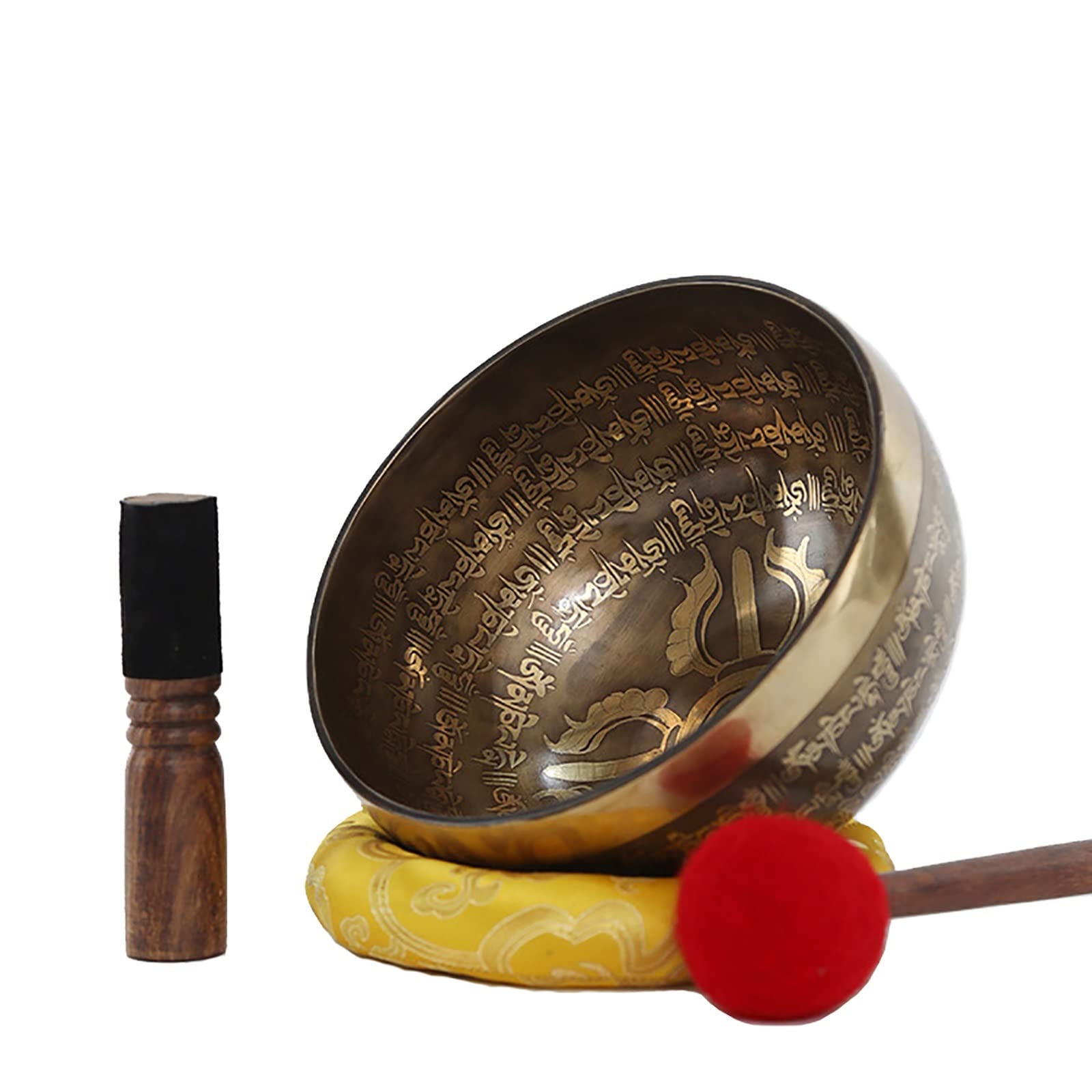 SBCGFY Tibetan Singing Bowl Set, Handmade Sanskrit Bowl Nepalese Buddhist Chanting Bowl, Ideal for Yoga Meditation and Sound Healing,17-18CM