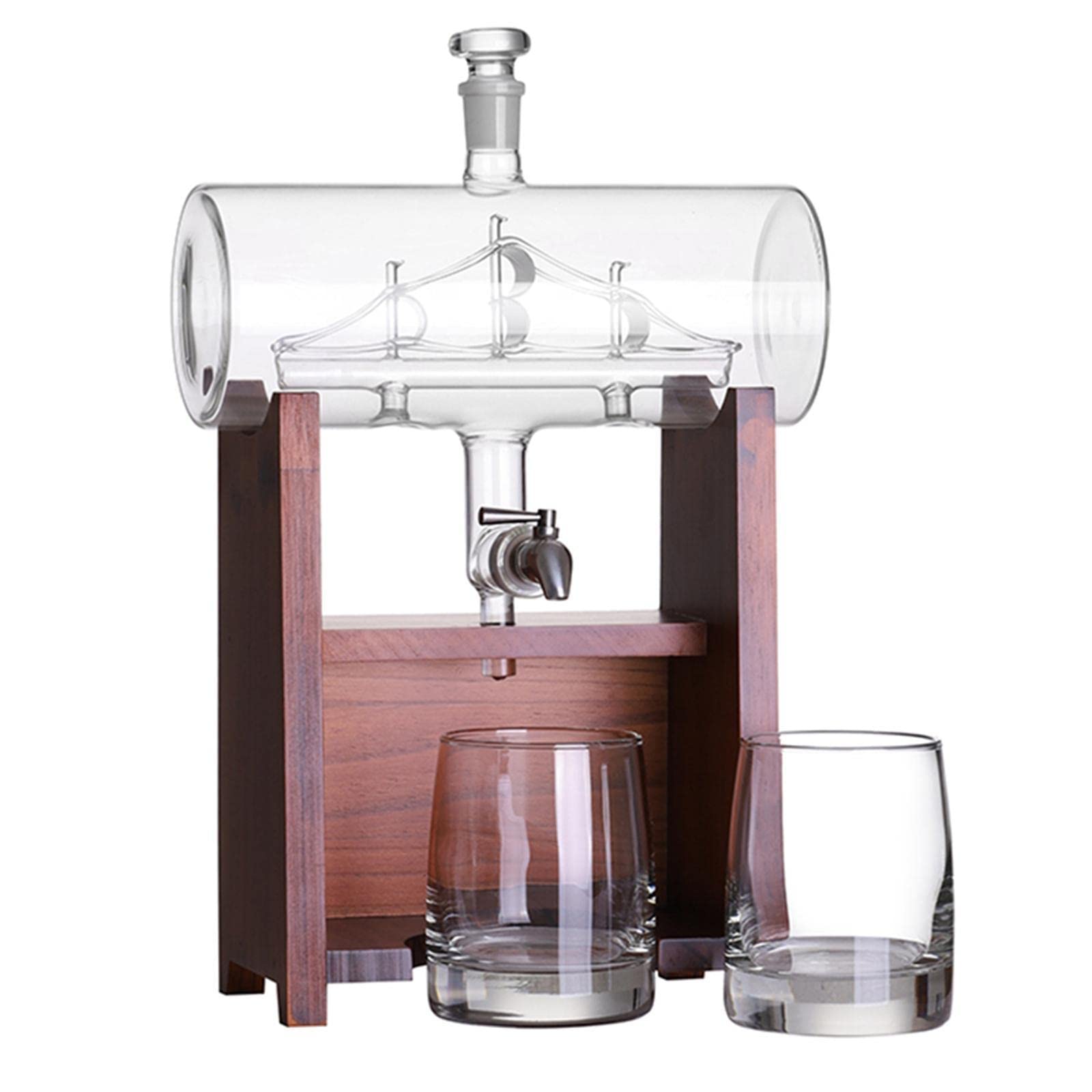 SARGE Juego 3PCS de decantador para Jarra de Vidrio de Whisky con Tapa de Vidrio Decantador de 1300ml para Whisky y Soporte de Tequila de Brandy de Vino para Tibet Bourbon