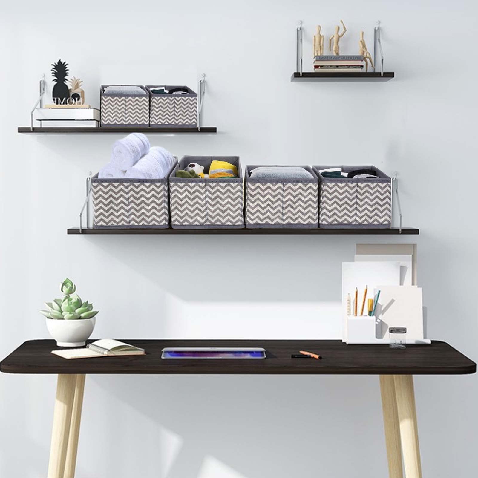 Set mit 6 faltbaren Unterwäsche-Aufbewahrungsboxen, Stoff-Organizer, Schubladen für Kleidung, grau + weiß, Schubladen-Organizer für Kleiderschrank-Organisation