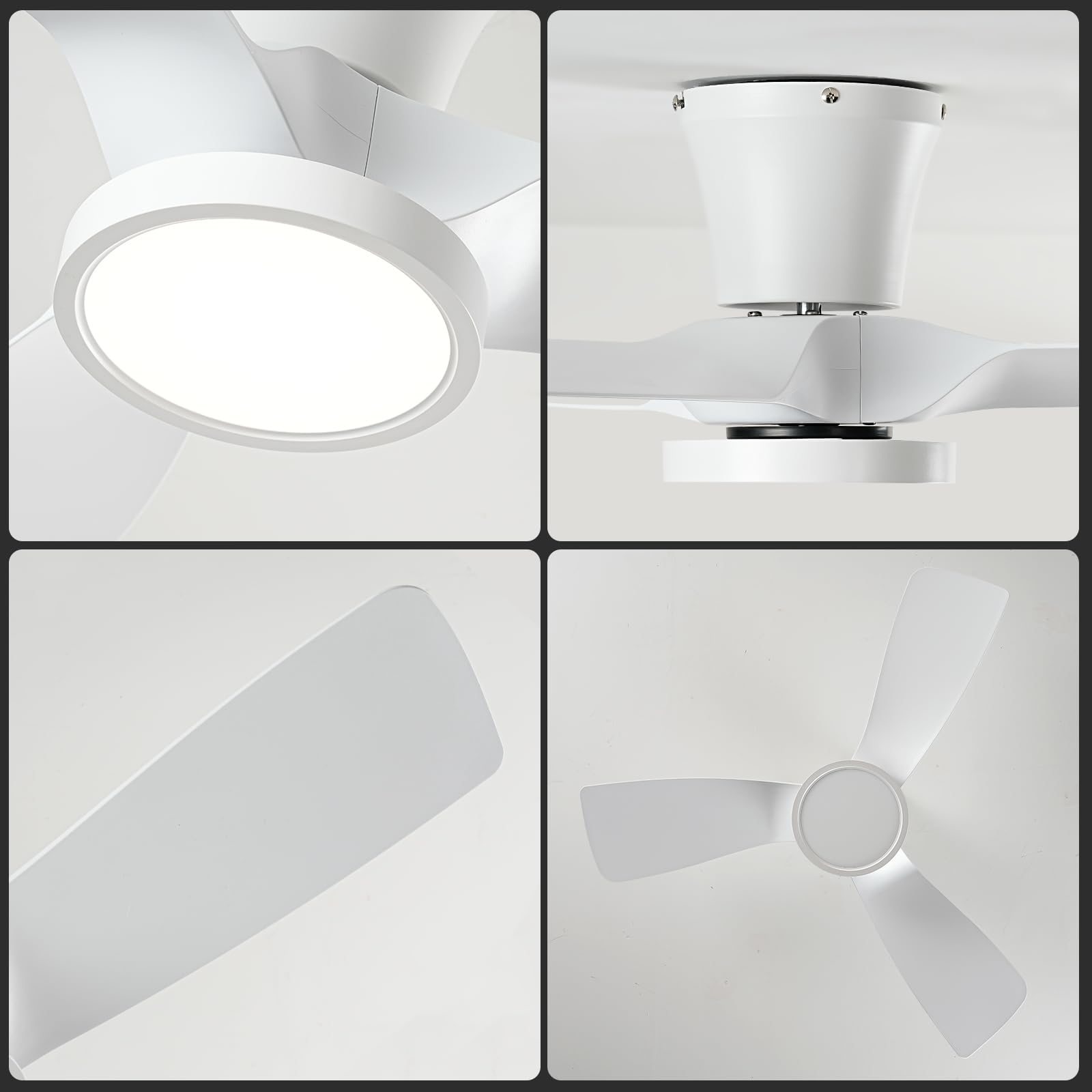 TALOYA Ceiling Fans with Lights and Remote Control,Quiet DC Motor with 3 Blades 32 Inch Small Ceiling Fan, Modern Flush Mount Ceiling Fan with 3 Colors Lights for Small Room